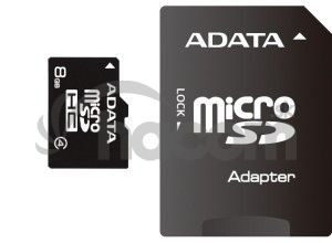 ADATA 8GB MicroSDHC Card with Adaptor Class 4 AUSDH8GCL4-RA1