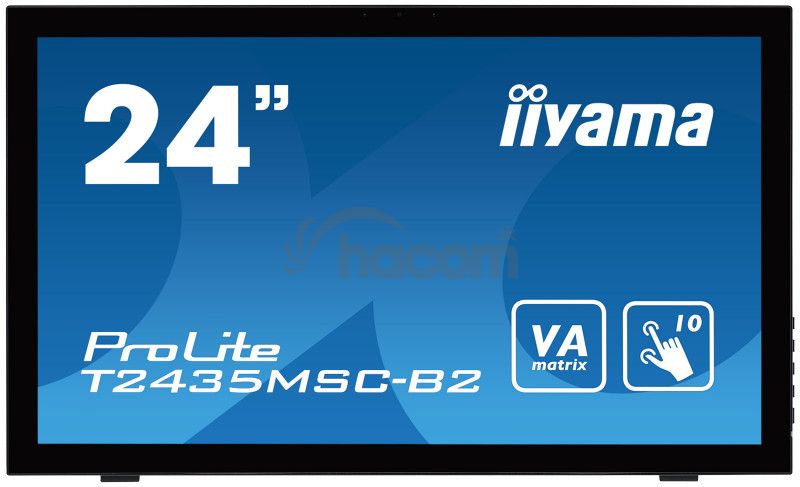 24 "LCD iiyama T2435MSC-B2 - 6ms, 250cd / m2, DVI, HDMI, DP, USB, multidotek, kapacitné, kamera + mikrofon T2435MSC-B2