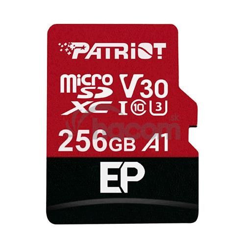 256GB microSDXC Patriot V30 A1, class 10 U3 100 / 80MB / s + adaptér PEF256GEP31MCX