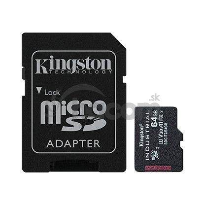 64GB microSDHC Kingston Industrial C10 A1 pSLC s adaptérom SDCIT2/64GB