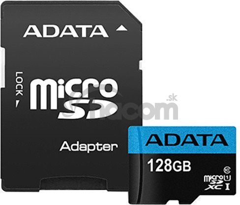 ADATA microSDXC 128GB UHS-I 100 / 25MB / s + adaptér AUSDX128GUICL10A1-RA1