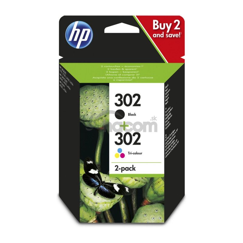 HP 302 combo čierna + farebná ink. náplň X4D37AE X4D37AE