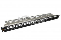 19" Neosaden univerzlny panel Solarix 24 portov SX24M-0-STP-BK-UNI-N