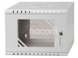 19" Rack na stenu  10" 4U 300mm, dvere sklo, siv�