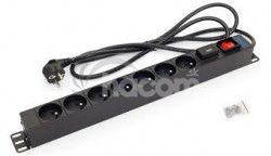 19 ", 7xCZ zs.vypna, bleskoistka, 2m, RAL9005, FLEX RAB-PD-X11-A1