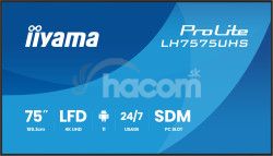 75" iiyama LH7575UHS-B2AG: IPS, 4K UHD, Android, 24/7 LH7575UHS-B2AG