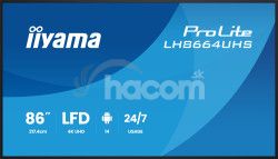 86" iiyama LH8664UHS-B3AG: IPS, 4K, ANDR 14,24/7 LH8664UHS-B3AG