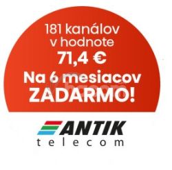Voucher pre IPTV AntikTV na obdobie 6 mesiacov SK/CZ v hodnote 71,40,-€