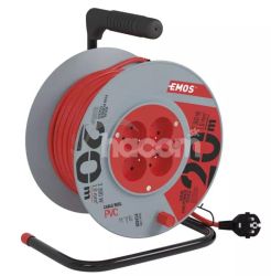 EMOS Predlovac kbel na bubne 20 m / 4 zsuvky / erven / PVC / 230 V / 1 mm2  P19420