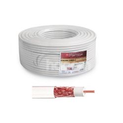 Koaxiálny kábel OPTICUM RG6, 120dB, 7mm, meï, biely 100m/bal