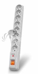 Acar S8 3m kbel, 8 zsuviek, prepov ochrana, biela ppacars8-3