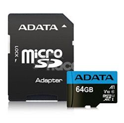 Adata/micro SDHC/64GB/100MBps/UHS-I U1 / Class 10/+ Adaptr AUSDX64GUICL10A1-RA1
