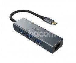 AKASA - USB Type-C 4-in-1 húb s Ethernetom AK-CBCA20-18BK