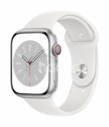 Apple Watch S8 Cell/45mm/Silver/Šport Band/White MP4J3CS/A