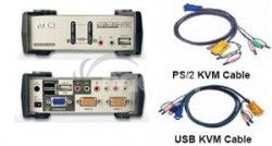 ATEN 2 port KVMP USB+PS2, USB hub, aud. 1,2 m kab. CS-1732B