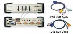 ATEN 4port KVMP USB+PS/2, USB HUB, audio, 1.2m CS-1734B