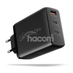 AXAGON ACU-DPQ100, GaN nabjaka do siete 100W, 3x port (USB-A + dual USB-C), PD3.0/PPS/QC4+/Apple ACU-DPQ100