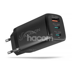 AXAGON ACU-DPQ65, GAN nabjaka do siete, 3x port (USB + dual USB-C), PD3.0 / QC4 + / PPS / Apple, 65W ACU-DPQ65