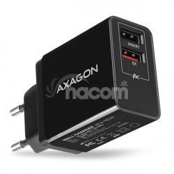 AXAGON ACU-QS24, QUICK a SMART nabjaka do siete, 2x USB port QC3.0 / AFC / FCP + 5V-1.2A, 24W ACU-QS24