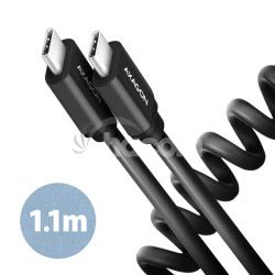 AXAGON BUCM-CM20TB, TWISTER kbel USB-C <-> USB-C, 1.1m, USB 2.0, PD 60W 3A, ALU, tpe, ierny BUCM-CM20TB