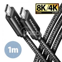 AXAGON BUCM432-CM10AB NewGEN+ kbel USB-C <-> USB-C, 1m, USB4 Gen 32, PD 100W 5A, 8K HD, ALU, oplet BUCM432-CM10AB
