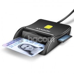 AXAGON CRE-SM3SD, USB-A FlatReader taka Smart card (eObanka) + SD/microSD/SIM, kbel 1.3 m CRE-SM3SD