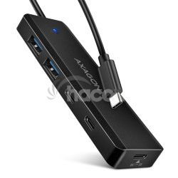 AXAGON HUE-C2C, 4� USB 5Gbps TRAVEL h�b, 2� USB-A + 2� USB-C, USB-C nap�janie, k�bel USB-C 19cm HUE-C2C