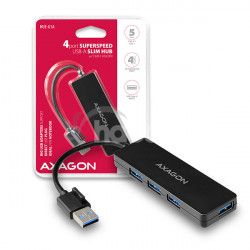 AXAGON HUE-G1A, 4x USB 3.2 Gen 1 SLIM húb, kábel Type-A 14cm napevno HUE-G1A
