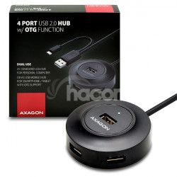 AXAGON HUE-X6GB, 4x USB2.0 húb, 80cm kábel + micro USB OTG, čierny HUE-X6GB