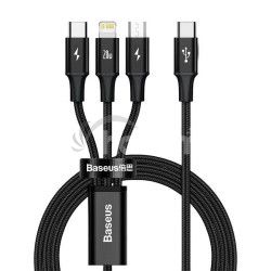 Baseus dtov kbel USB-C Rapid Series 3v1 microUSB+Lightning+USB-C 1,5m PD 20W ierny 6953156204294