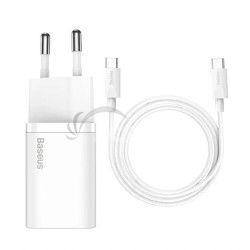 Baseus rchlonabjaka do siete Super Si USB-C PD QC 25W (s kblom USB-C na USB-C) biela 6953156206038