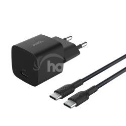 BELKIN 25W USB PD nab�jac� adapt�r �ierny + 1m USB-C k�bel WCA012kq1MBK-B6