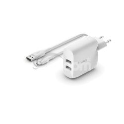 BELKIN Dual USB-A nabjaka, 24W + USB-C kbel