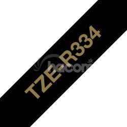 Brother TZE-R334 zlat na ierne, 12 mm, textiln pska TZER334