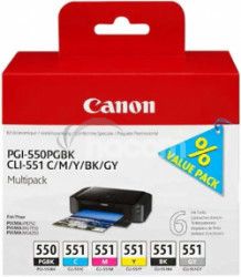Canon PGI-550 + CLI-551 C / M / Y / BK / GY Multi pack 6496B005