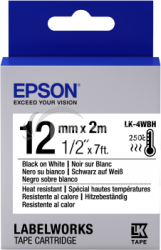 Epson Label Cartridge Heat Resistant LK-4WBH Black/White 12mm (2m) C53S654025