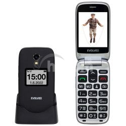 EVOLVEO EasyPhone FS, vykl�pac� mobiln� telef�n 2.8" pre seniorov s nab�jac�m stojanom (�ierna farba) EP-771-FSB