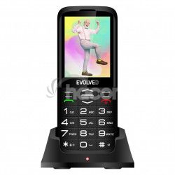 EVOLVEO EasyPhone FS, vyklpac mobiln telefn 2.8" pre seniorov s nabjacm stojanom (ierna farba) EP-771-FSB