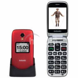 EVOLVEO EasyPhone FS, vyklpac mobiln telefn 2.8" pre seniorov s nabjacm stojanom (erven farba EP-771-FSR