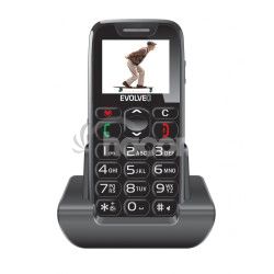 EVOLVEO EasyPhone, mobiln telefn pre seniorov s nabjacm stojanom (ierna farba) EP-500-BLK