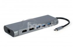 Gembird USB-C 8v1 multiport USB 3.0 + HDMI + DisplayPort + VGA + PD + taka kariet + LAN + audio A-CM-COMBO8-01