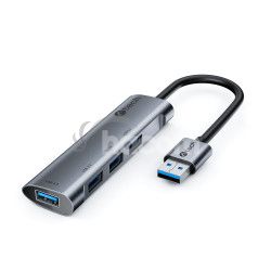 HUB USB C-tech UHB-U3-AL, 4x USB 3.2 Gen 1, hlinkov telo UHB-U3-AL