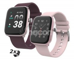 iGET FIT F25 Pink - šikovné hodinky, 1,4" IPS, 160 mAh, pásky: 1x vínovo červená, 1 x svetlo ružová F25 Pink