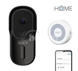 iGET HOME Doorbell DS1 Black + CHS1 White - WiFi batriov videozvonek, set s reproduktorom, SK app DS1 Black + CHS1