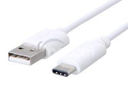 Kábel C-TECH USB 2.0 AM na Type-C kábel (AM/CM), 1m, biely CB-USB2C-10W