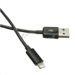 Kábel C-TECH USB 2.0 Lightning (IP5 a vyššie) nabíjací a synchronizačný kábel, 1m, čierny CB-APL-10B
