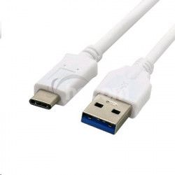 Kbel C-TECH USB 3.0 AM na Type-C kbel (AM / CM), 1m, biely CB-USB3C-10W