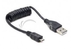 Kbel USB A Male / Micro B Male, 0.6m, krten, ierny CC-mUSB2C-AMBM-0.6M