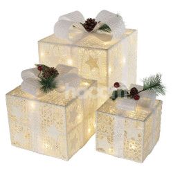 LED dareky s ozdobou, 3 vekosti, vntorn, tepl biela DCFC27