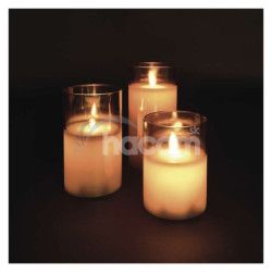 LED dekorcia -  3x voskov svieka v skle, 6x AA, tepl biela, asova DCCW05